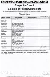 Statement of Person Nominated for Stanton Lacy Parish Council