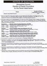 Notice of Election for Stanton Lacy Parish Council